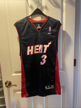 Reebok Black and Red Dwyane Wade #3 Miami Heat Jersey